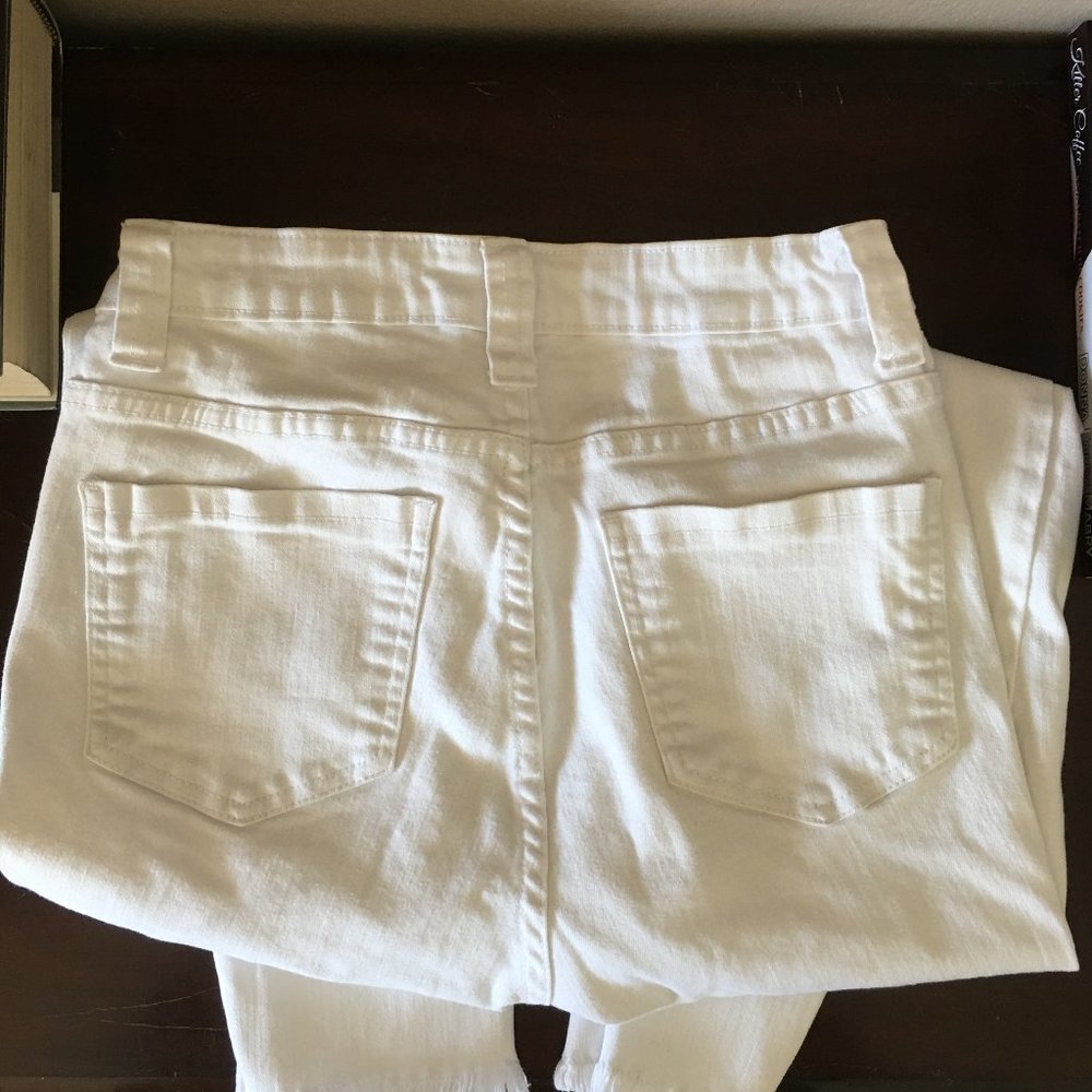 REBA DENIM White Raw Hem Cropped Skinny Jeans SZ 4 - Picture 8 of 11